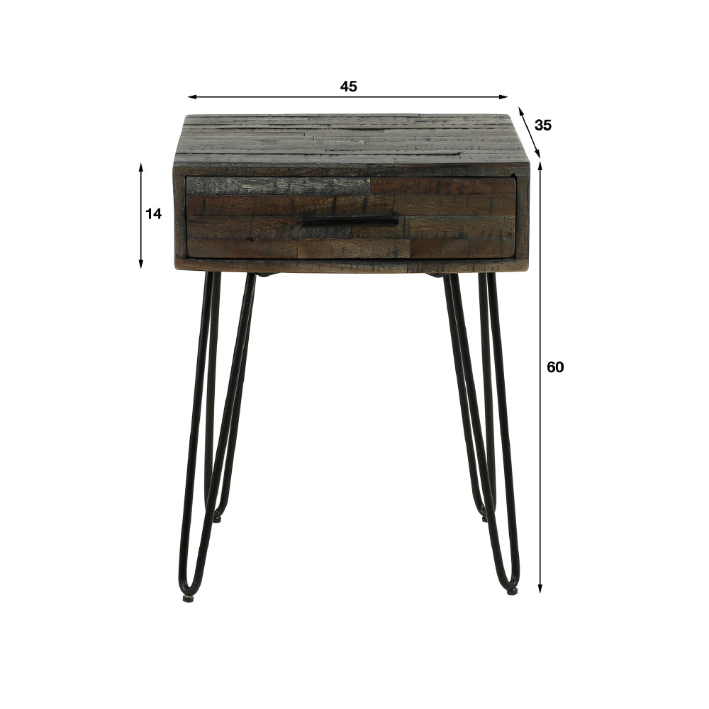 Bedside Table Atlas HomeHaven Brown LxBxH 60x45x35 Acacia wood Nnb