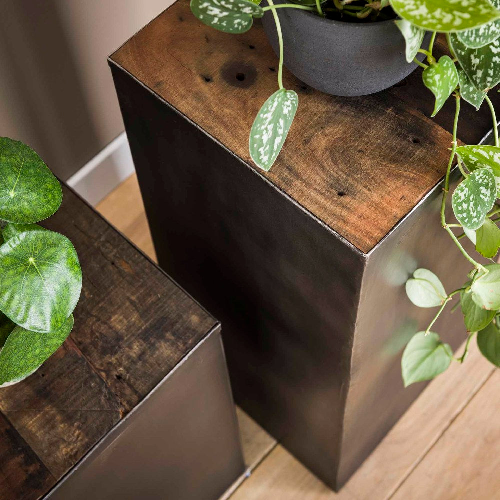 Flower Column Jacob HomeHaven Brown LxBxH 53x33x33 Wood Nnb