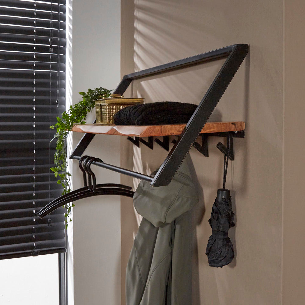 Coat Rack Elba HomeHaven Brown LxBxH 101x38x32 Acacia wood Nnb