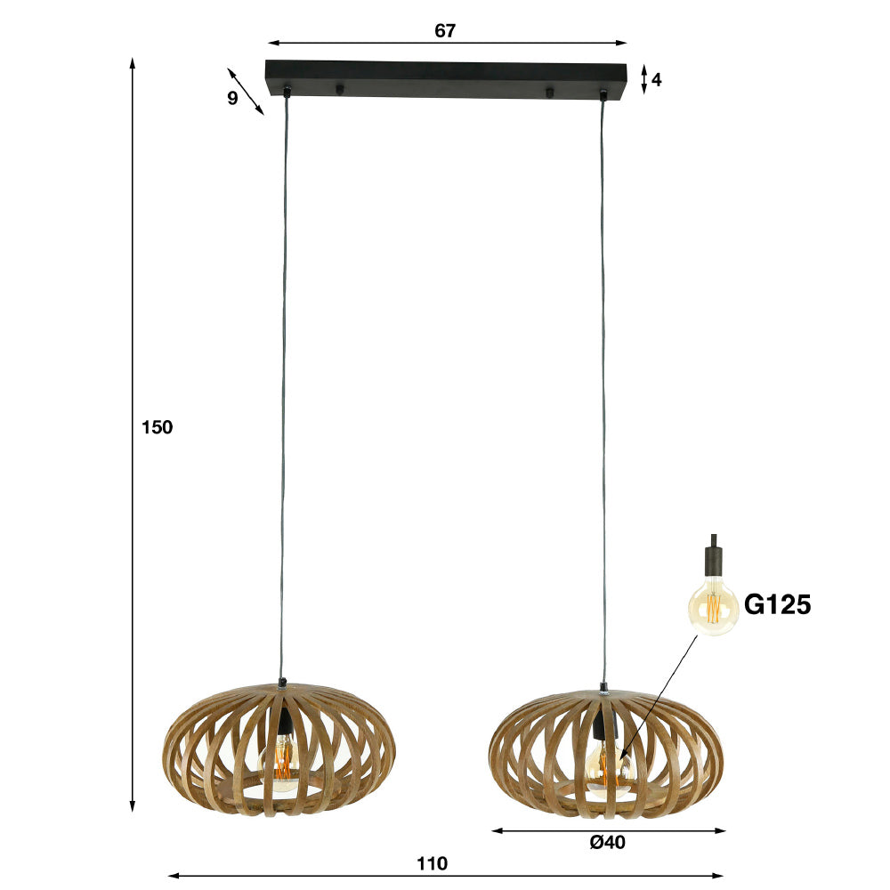 Pendant Light Joss HomeHaven Brown Mango wood Nnb