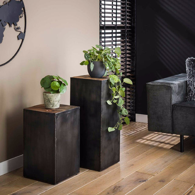 Flower Column Jacob HomeHaven Brown LxBxH 74x33x33 Wood Nnb