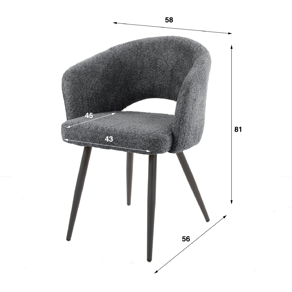 Dining Chair Gilmore HomeHaven Grey LxBxH 70x64x57 Boucle Nnb