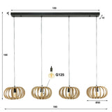 Pendant Light Joss HomeHaven Brown LxBxH 146x41x30 Mango wood Nnb