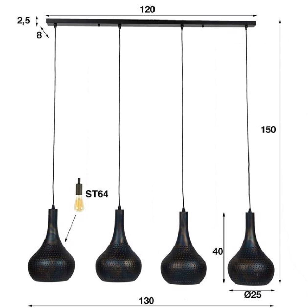 Pendant Light Kory HomeHaven Black LxBxH 123x45x28 Metal Nnb